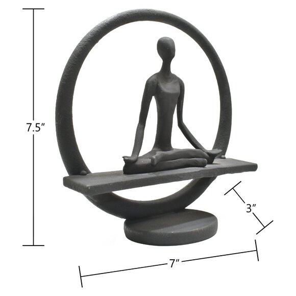 Adam & Friends Home Decor Yoga Meditation Circle Sculpture | 1-Piece | Black - Picture 4 of 6
